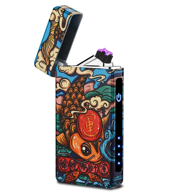 2019 portable charge Usb charging double arc  plasma eletronic pulse infrared sense touch induction windproof lighter