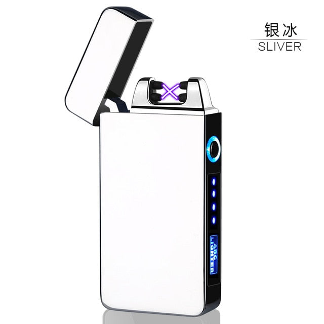 2019 portable charge Usb charging double arc  plasma eletronic pulse infrared sense touch induction windproof lighter
